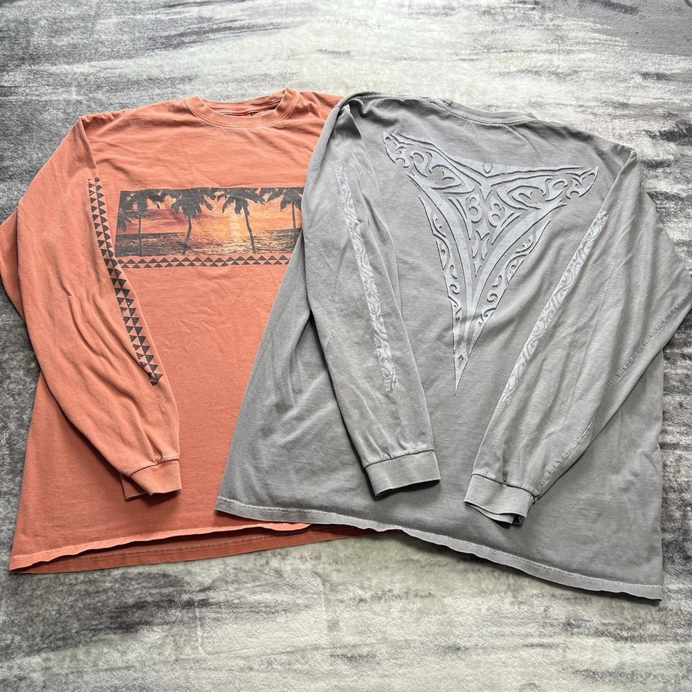 Vintage Y2K Crazy Shirts Hawaii Shirt Lot Tribal Long Sleeve Dyed Mens XL Surf